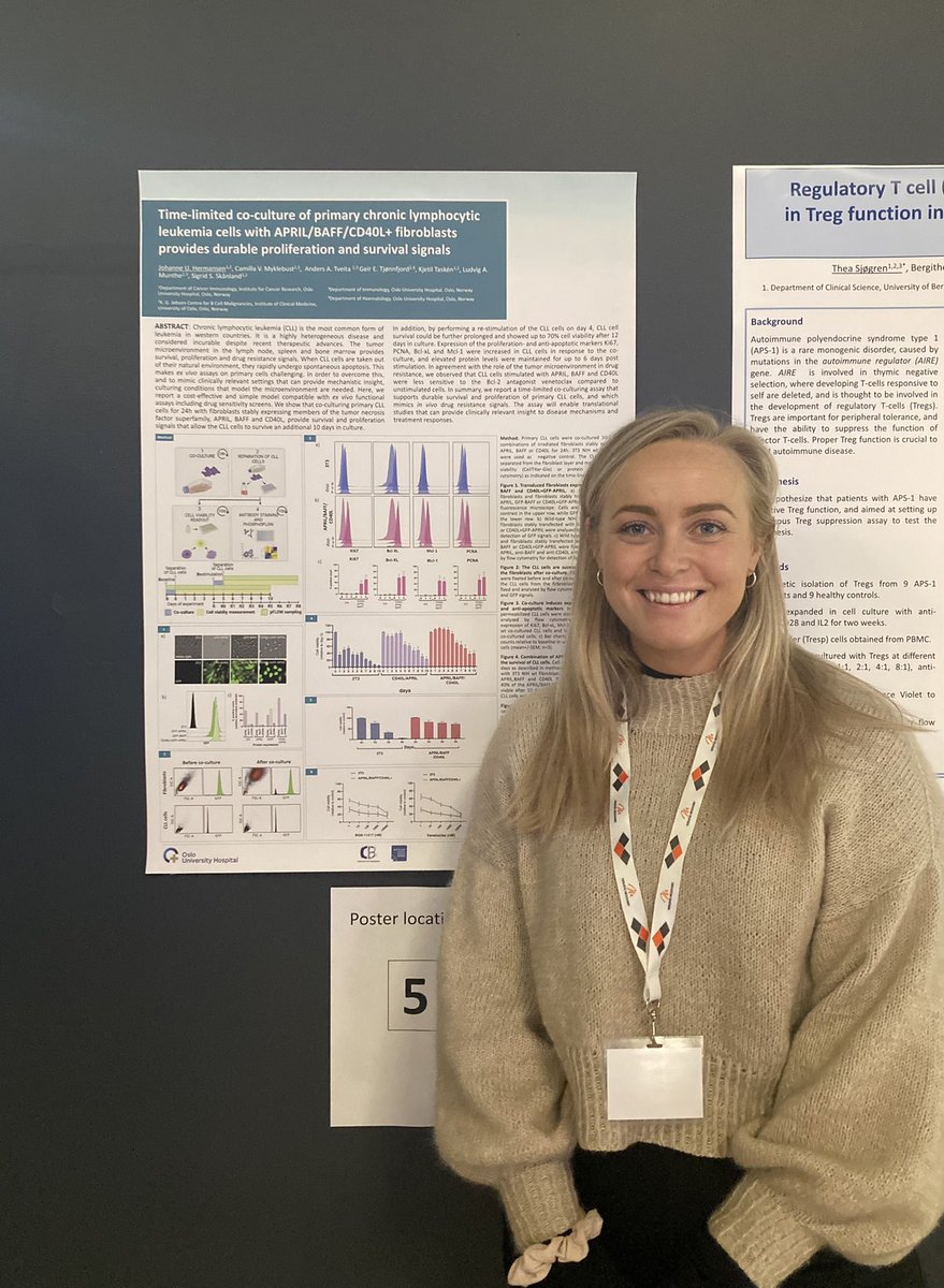 TaskenLab's tweet photo. Our lab member @JohanneHermans4 is participating in the poster session of the Nordic Flow Cytometry Meeting in Oslo. It’s being great to be back at face-to-face meetings!
#NFCM2022 https://t.co/knicHLW8vs