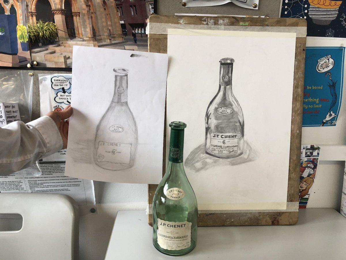 harrisartdept's tweet photo. Wow S3 Renad Al Rawahi has been practicing her drawing skills..here is a before &amp; after! Well done Renad! #form #stilllife #tonalstudy @harrisacdundee https://t.co/uUhCJ4hHGS