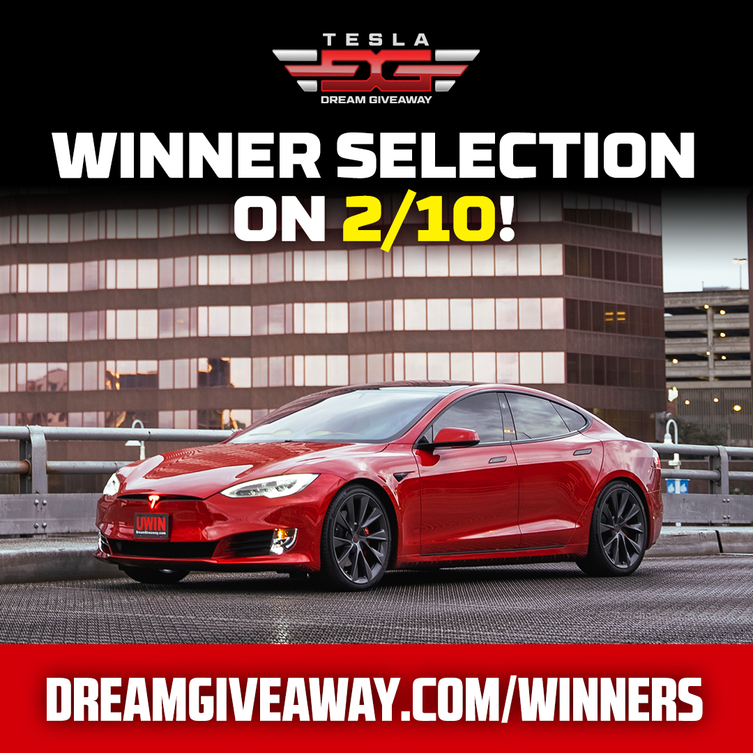 DreamGiveaway's tweet photo. It's Tesla Dream Giveaway Winner Selection Day! Let's see who wins this Tesla S Performance, super-fast red rocket loaded with Ludicrous + mode and more! WINNER posted at https://t.co/KYkSXCEyR6 this afternoon!

#DreamGiveawayWinner #Winner #TeslaWinner #EVWinner https://t.co/LTcfiqArZ6