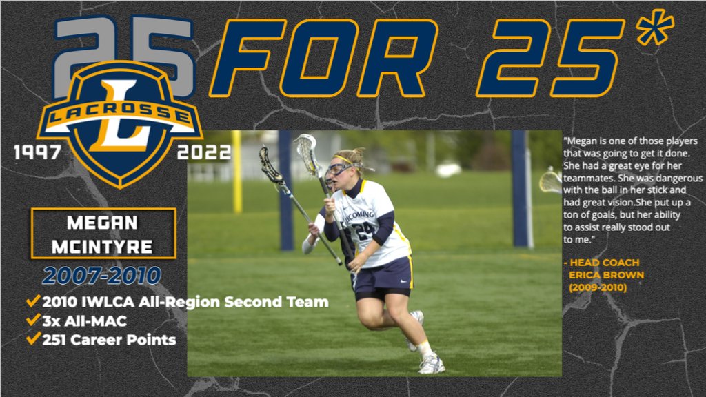 lycoathletics's tweet photo. We asked former and current @lycomingwlax coaches to pick out players to spotlight from their time on campus to celebrate the program's 25th anniversary - today Erica Brown shines the light on Megan McIntyre. #d3lax #MAClax https://t.co/0dgkikPYDT