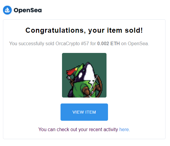 orcadripsociety's tweet photo. #OrcaCrypto #52 Sold!
Big thank you for the awesome collector,
@WorkingDog303 🐬❤
for adopting the Robin hood orca, and so for the the big support!
#NFTSold #NFTs #NFT #NFTCommunity #openseanft #Sold https://t.co/kAmwClZDtP