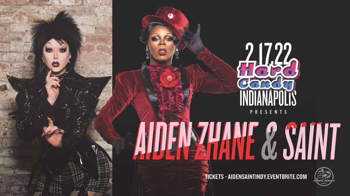 Indianapolis! Just one week away from <a href="/Aiden_Zhane/">Aiden Zhane</a> &amp; <a href="/SaintTheCreator/">SAINT</a> at <a href="/AlmostFamousIN/">Almost Famous</a>! Tix: aidensaintindy.eventbrite.com