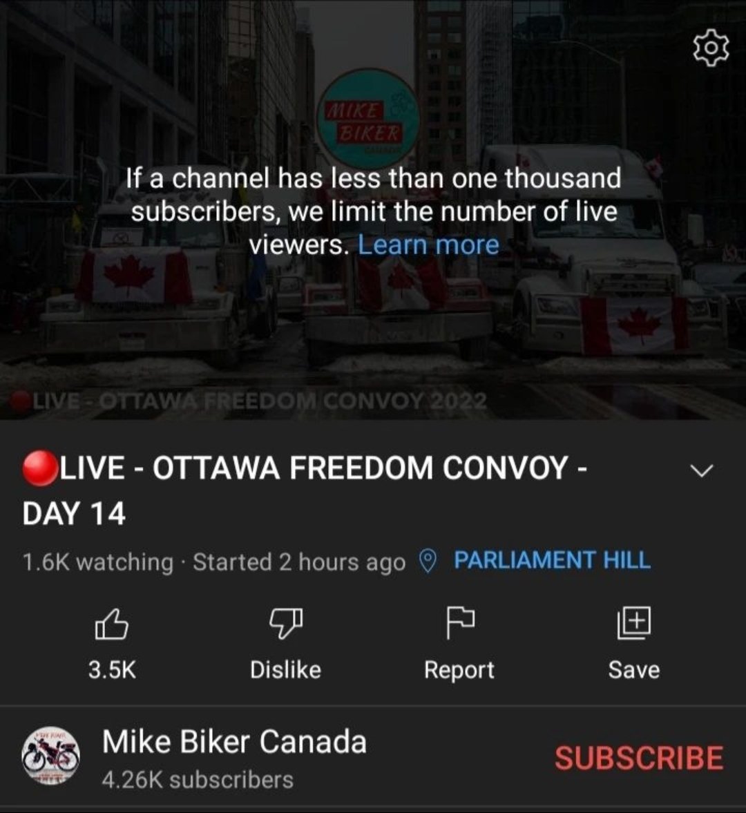 Red20242684's tweet photo. @YouTube saying stop watching raw footage and only watch left wing propaganda #FreedomConvoy2022 https://t.co/NFLiYnLdAc