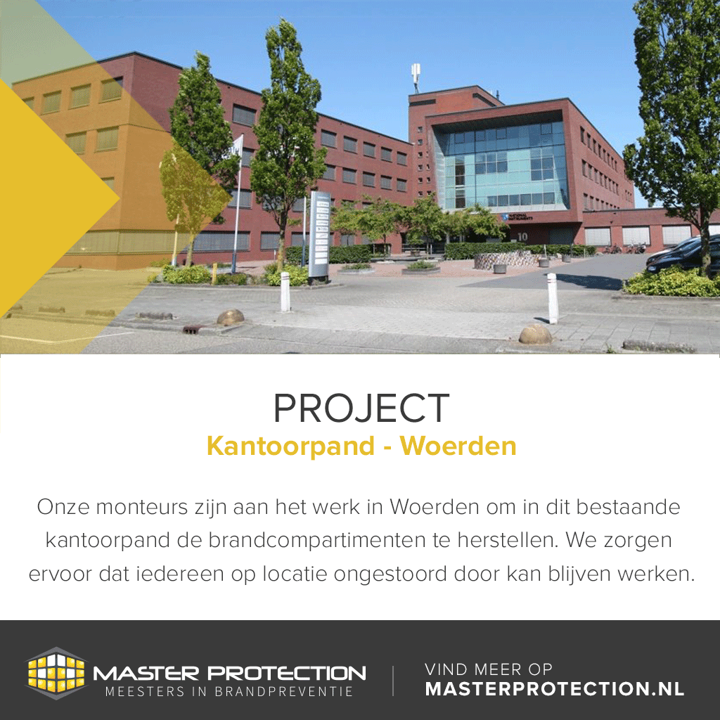 Brandpreventief's tweet photo. 🔨Onze monteurs zijn aan het werk in Woerden om in dit bestaande kantoorpand de brandcompartimenten te herstellen. We zorgen ervoor dat iedereen op locatie ongestoord door kan blijven werken.
#brandpreventie #woerden #masterprotection https://t.co/DRe2BdTpHn