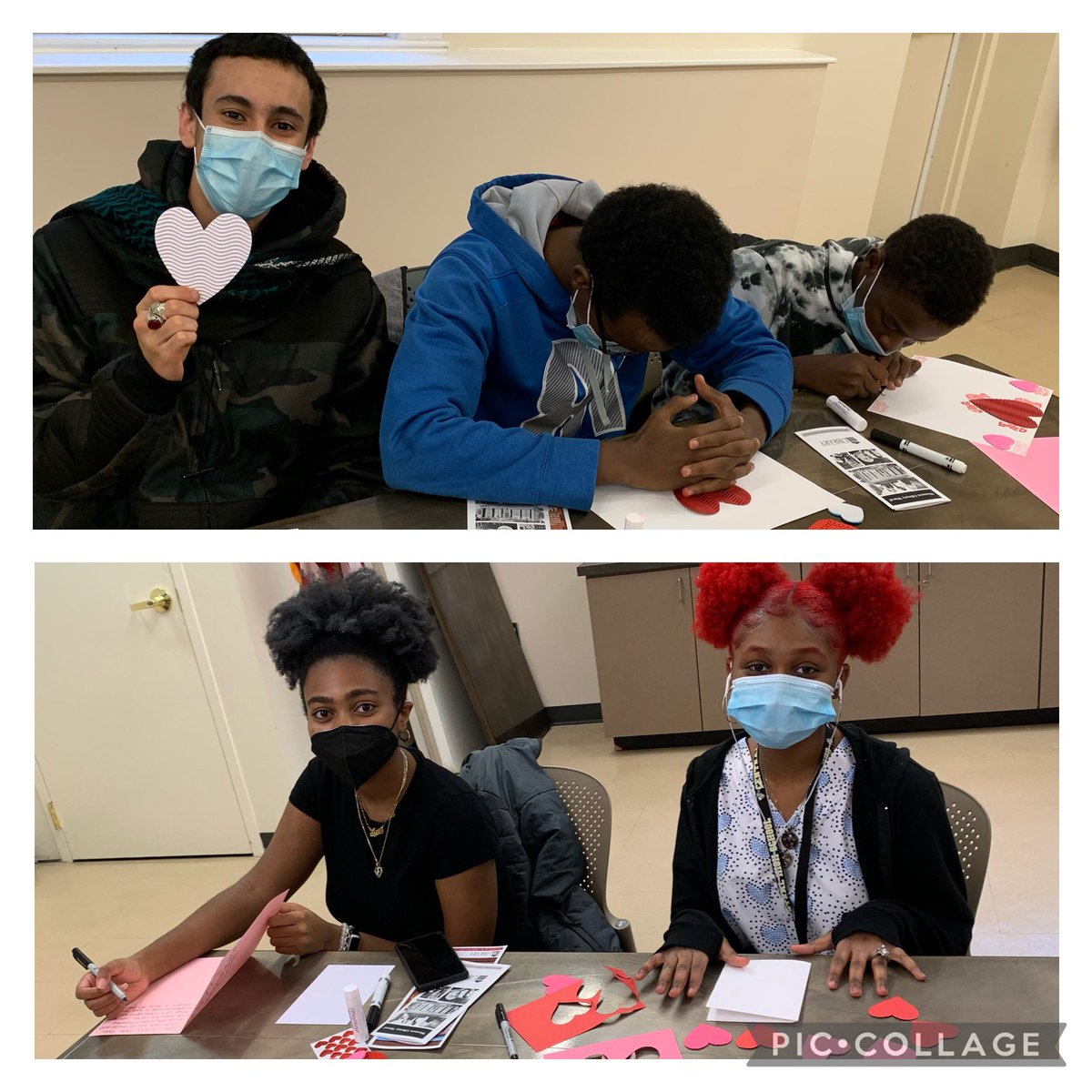 LayneLMS's tweet photo. What a fun &amp; relaxing time with book club @LFPL Western Branch making Valentine cards. Thanks for having us! #JacketPride https://t.co/2E35v34371
