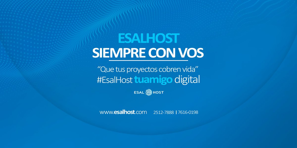 esalhost's tweet photo. Que tu proyecto cobre vida 😎
somos tu aliado digital...
 #ESALHOST  

🚀https://t.co/Km8HOr3Axu
☎️+503 2512-7888
📲+503 7616-0198
📬 ventas@esalhost.com  

#webdesign #hosting #WebSolution #webdevelopment #community #ssl #ecommerce https://t.co/GOQJPuxtY2