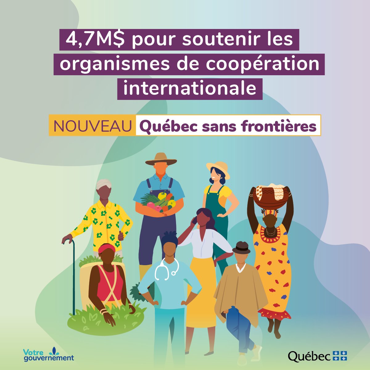 Je suis fière d’annoncer un appui financier de 4,7 M$ sur trois ans qui permettra de soutenir 11 organismes de coopération internationale. #NouveauQSF

Ces organismes sont les porte-étendards des valeurs de partage et de solidarité des Québécois. 
👉prn.to/3svoX9Z