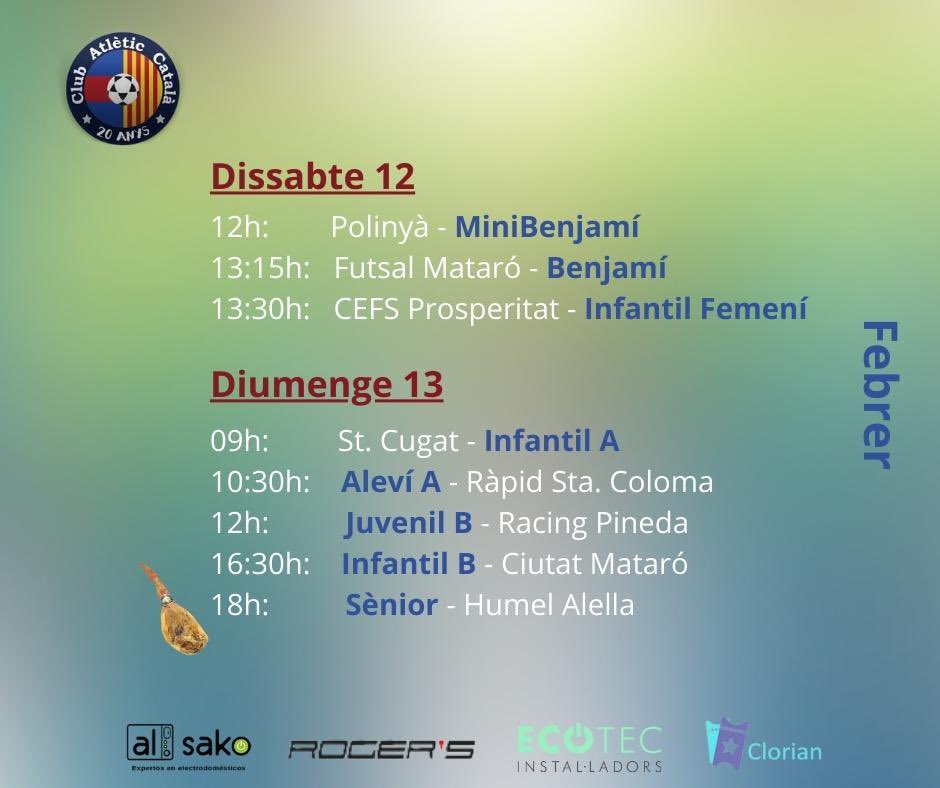 🗓Aquests són els partits d’aquest cap de setmana! Sort🍀
