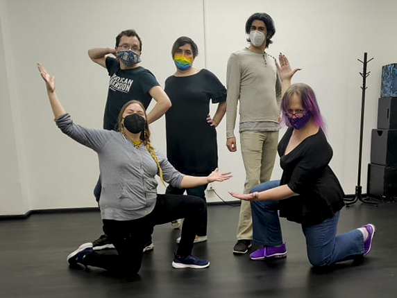 BRBImprov's tweet photo. These glorious nerds rehearsed in person for the first time since the pandemic started and it was the most glorious and joyous physical reunion for @norwescon 44 on Thursday, Apr 14 for #ConcludingChimera, a #FinalFantasy #GlitchImprov #improv #improvComedy #improvShow https://t.co/perIkw8O8r