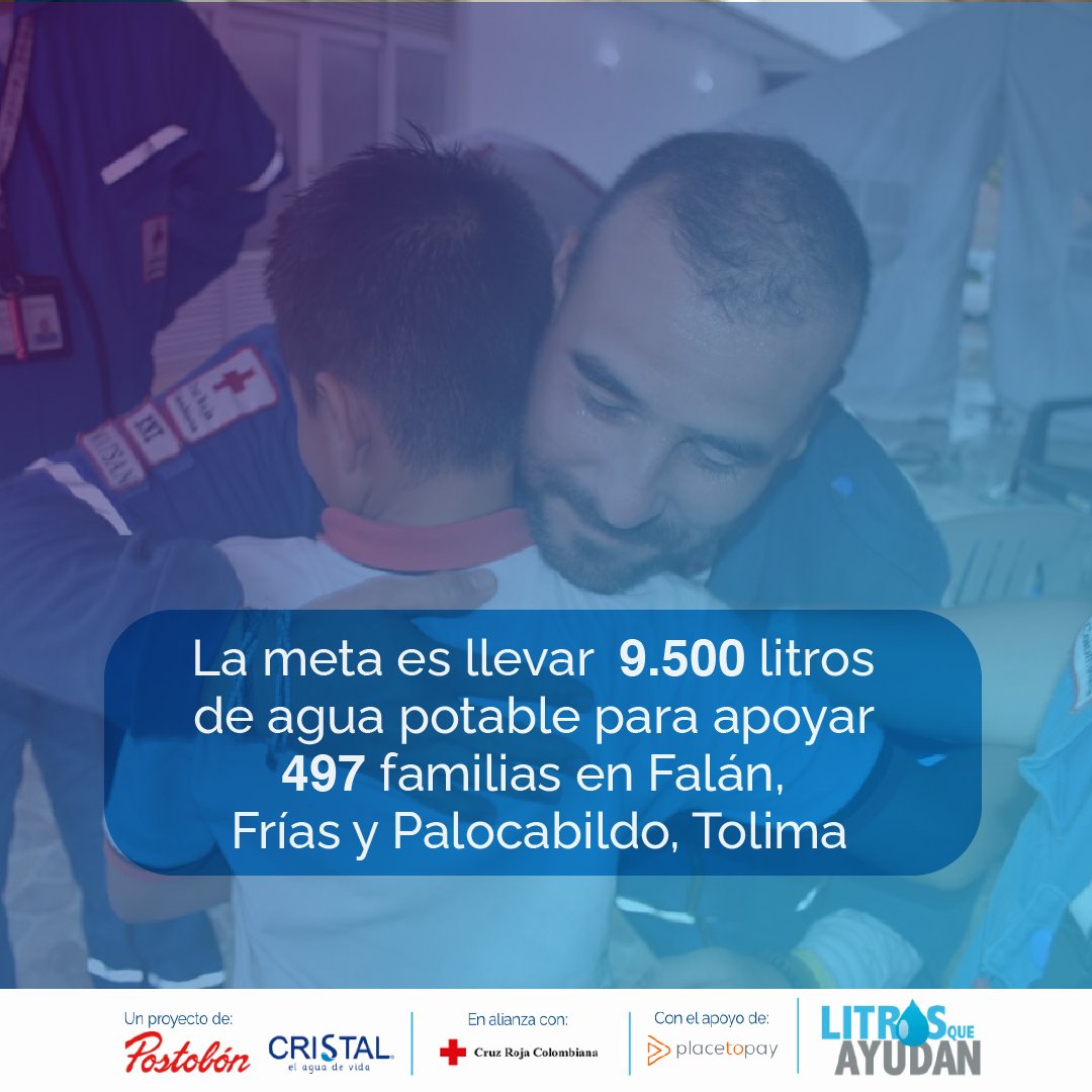 ¡Juntos podemos llevar soluciones de agua potable a las comunidades de Falán, Frías y Palocabildo, Tolima! La meta es llevar 9.500 para atender las emergencias por desabastecimiento. Con tu aporte podremos ayudar 497 familias.💙

Haz tu donación en: litrosqueayudan.com/dona-para-emer…