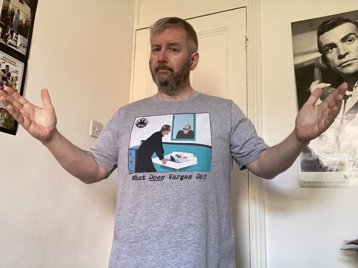 stuntcentral's tweet photo. Todays tee of choice. Thanks to @SpyHards for a great listen @shaylayy for designing this puppy and Sean Connery who is obviously ringing to get his now. #stunts Visit SpyHardsPodcast's shop, for cool artwork on awesome products! https://t.co/9U2vmMVG5O #JamesBond https://t.co/BOXwETyCTF