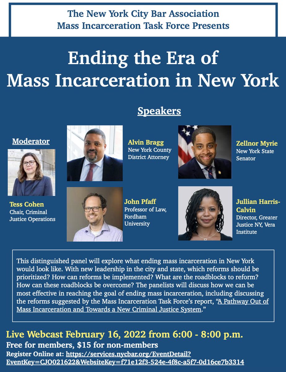 ZMOLawPLLC's tweet photo. There's still time to sign up for @NYCBarAssn's upcoming panel on ending mass incarceration, moderated by @ZMOLawPLLC's own @TessMCohen. Can't wait to see you there! https://t.co/PTUzpFw0Yl https://t.co/pVoZSxtNeL