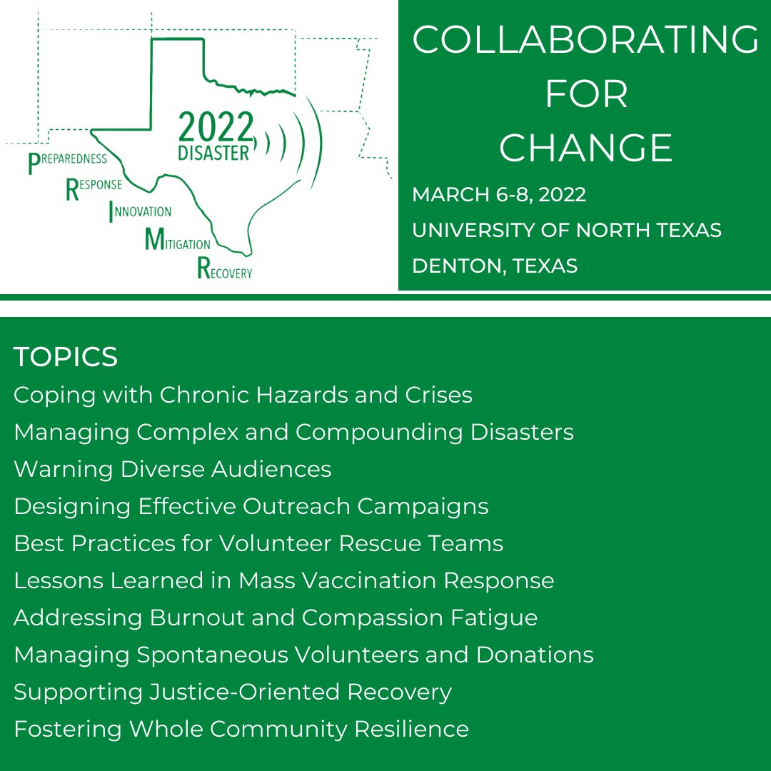 primr2022's tweet photo. Check out these #CantMiss topics for the #UNT Disaster #PRIMR2022 conference for #emergencymanagement leaders featuring Keynote Speaker Kay Goss, educator, author, historian &amp; the first woman to serve as associate director of @FEMA. Learn more: https://t.co/hqtofqP2y7 https://t.co/LPM5AmCpTJ