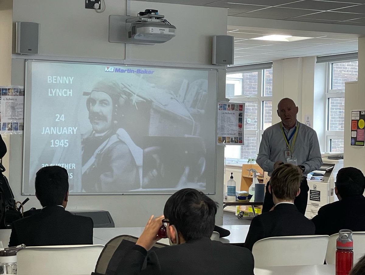 JHGSHW's tweet image. Huge thanks to @MB_EjectEject for delivering such an inspiring and interesting talk to students at lunchtime today as part of #NationalApprenticeshipWeek. We hope we don’t have the need to get this close to an ejector seat again! #BeMoreInterested