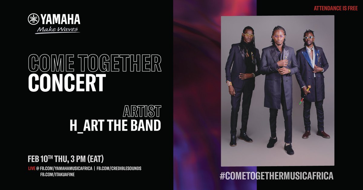 GJayden_H's tweet photo. Hey,concert is happening today from 3pm.catch the art .Click this link, https://t.co/UBe3fcbied to enjoy .The  Concert provides a platform for African artists.@GJayden_H @Bryant_Momanyi don't miss #YamahaMusicAfrica
#ComeTogetherMusicAfrica @H_ARTTHEBAND https://t.co/em2feG9EZ2 https://t.co/GHuhpRyzDR