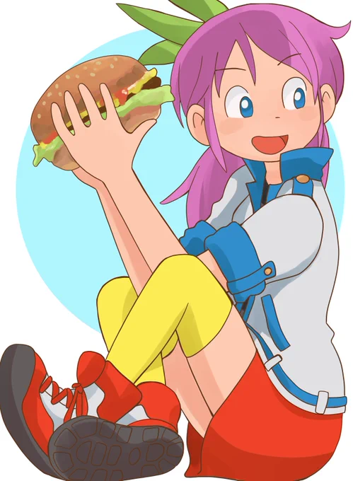 みんな大好き、びろぼんさん   ところの幕之内ランちゃんですよ!!大ファンアートですよ!! 自分の顔くらいある大ハンバーガーを元気よく食べますよ