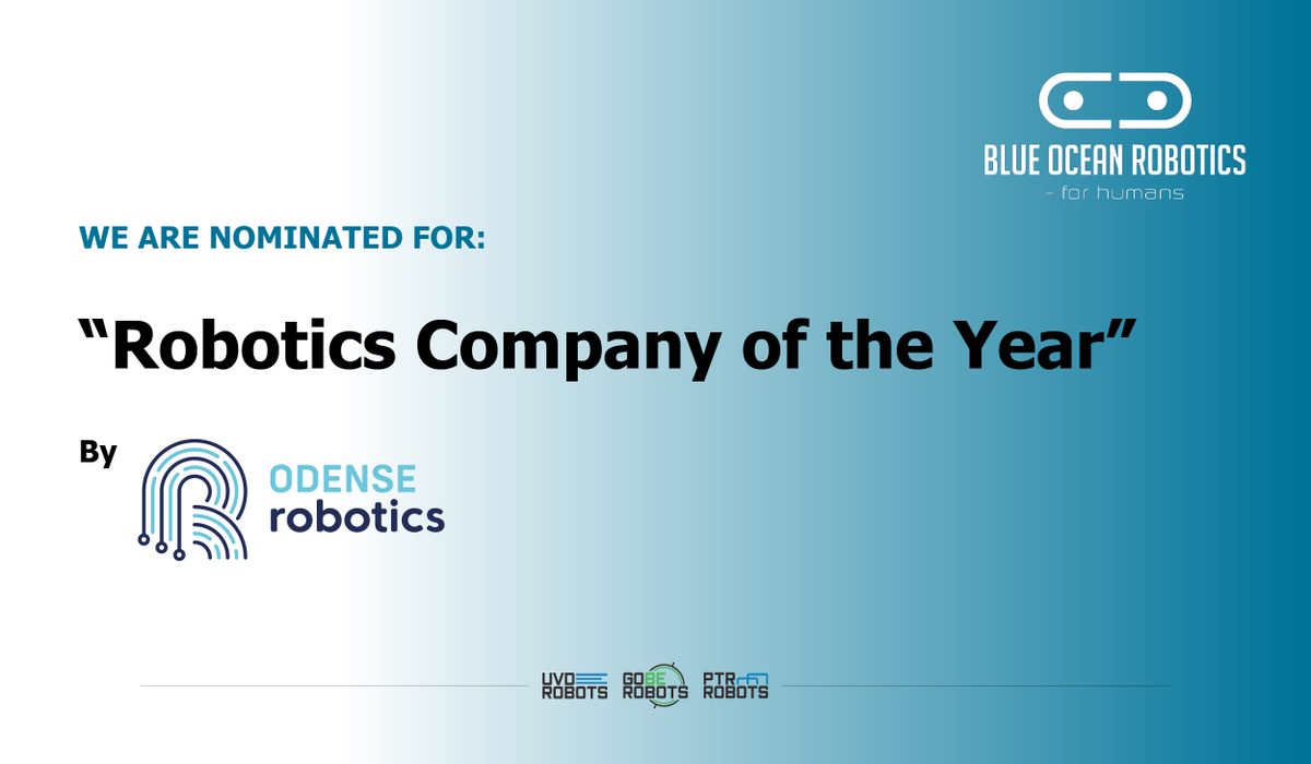UVDRobots's tweet photo. Congratulations to @BlueOceanRobot for being nominated by @OdenseRobotics for Robotics Company of the Year 2022!👏

 Blue Ocean Robotics is the owner of UVD Robots, @GobeRobots and @PTRrobots🦾

#RobotsForHumans #OdenseRobotics #RoboticsCompanyoftheYear https://t.co/upscfMnYid