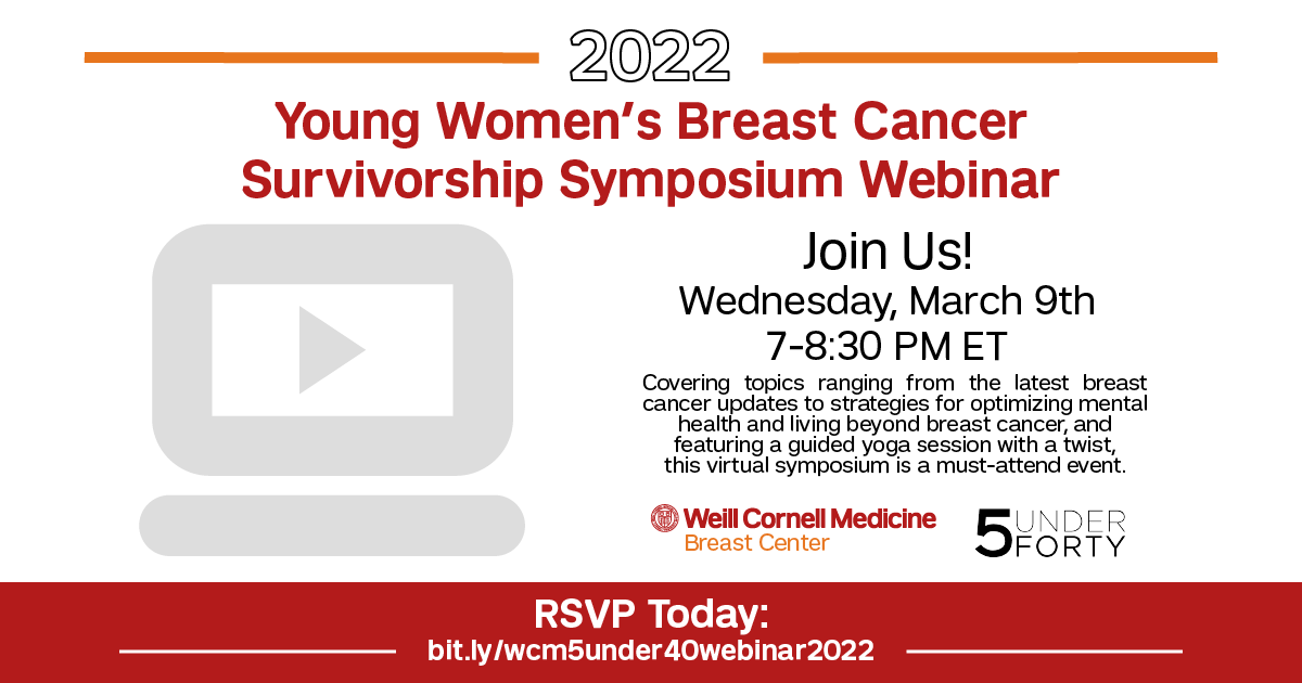 WCMBreastCenter's tweet photo. SAVE THE DATE! @5Under40 & @WeillCornell Breast Center are partnering once again for an interactive webinar covering all things #BreastCancer. Check out the featured speakers and reserve your spot today: https://t.co/s3TUz579jB https://t.co/ZDk8rR42PJ