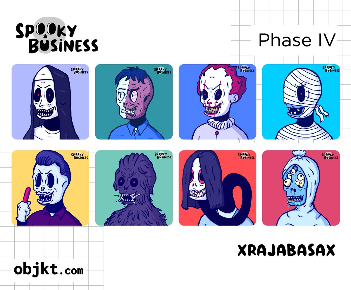 XRAJABASAX's tweet photo. Spooky Business Phase IV already on list!! Grab it fast, some drops had been sold!
#nft #NFTCommunity #NFTcollectibles #pfpNFT #nftcollector #objktcom
https://t.co/MLTlbiPVoz https://t.co/ui2Qzk8XH8