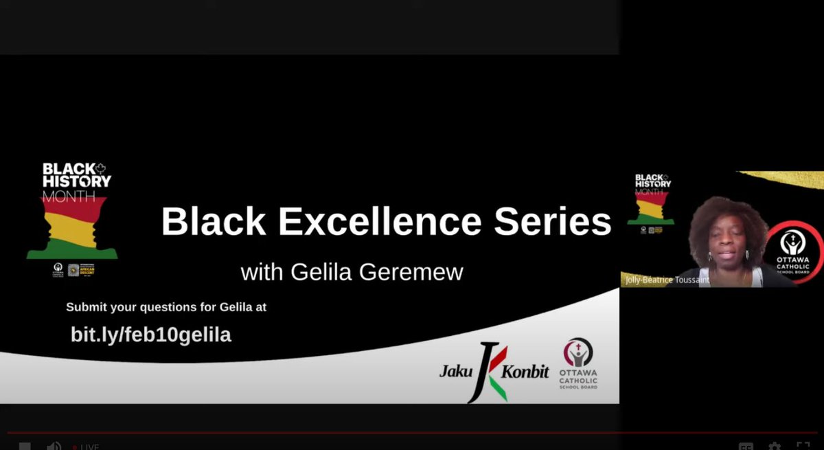 Very excited for this morning's #ocsbBlackHistoryMonth presentation with @StPiusXOCSB alumna Gelila Geremew! @OttCatholicSB #ocsbBlackExcellence @MmeToussaint @PrinceEhoro