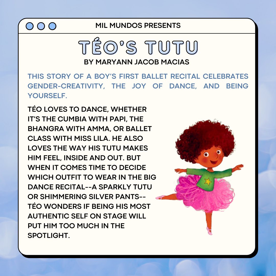 milmundosnyc's tweet photo. SUN, FEB. 13 - Join us for a Virtual Storytime with @MAJacob5 for a reading of Téo's Tutu ❤️ 

RSVP today: https://t.co/mKK6W2SA3B

#diversereads #diversebooksforkids #selflove #virtualstorytime #gendercreative #danceisforeveryone #milmundosbooks #bushwick #pocbookstore https://t.co/fkyWMrdBt7