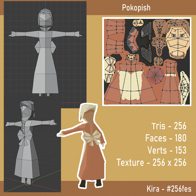PokopishA's tweet photo. Kira from Professor Layton vs. Ace Attorney !
I really like this iniative, it was quite the challenge getting everything I wanted in just 256 tris!
#256fes #PLvsAA #lowpoly https://t.co/0zTTIrRPiw