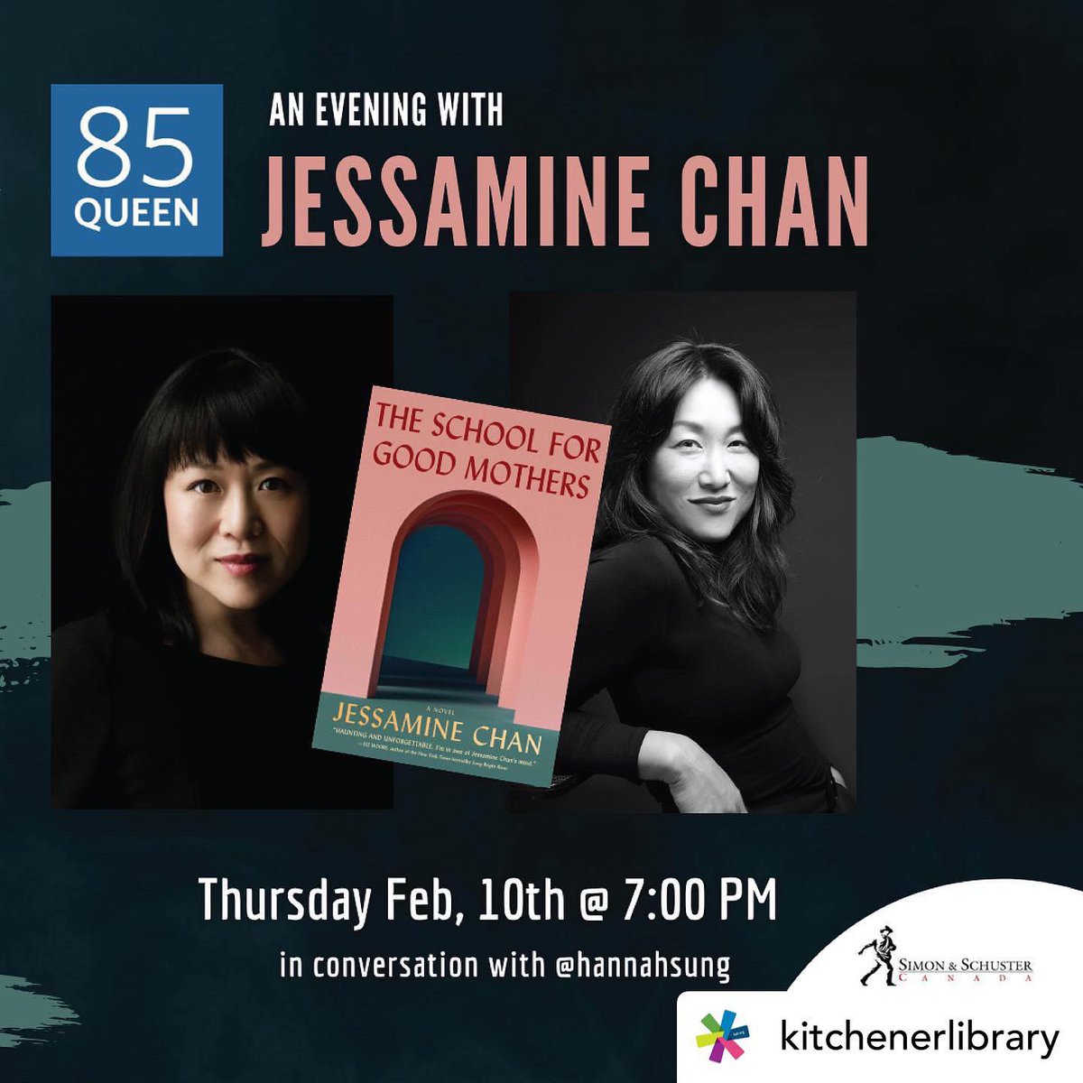 jessaminechan's tweet photo. 🐯TONIGHT🐯, one more virtual trip to Canada, in conversation with @HannahSung, hosted by #KitchenerLibrary. Join us! @SimonSchusterCA https://t.co/xoDLtfWfny https://t.co/emEVItSPFI