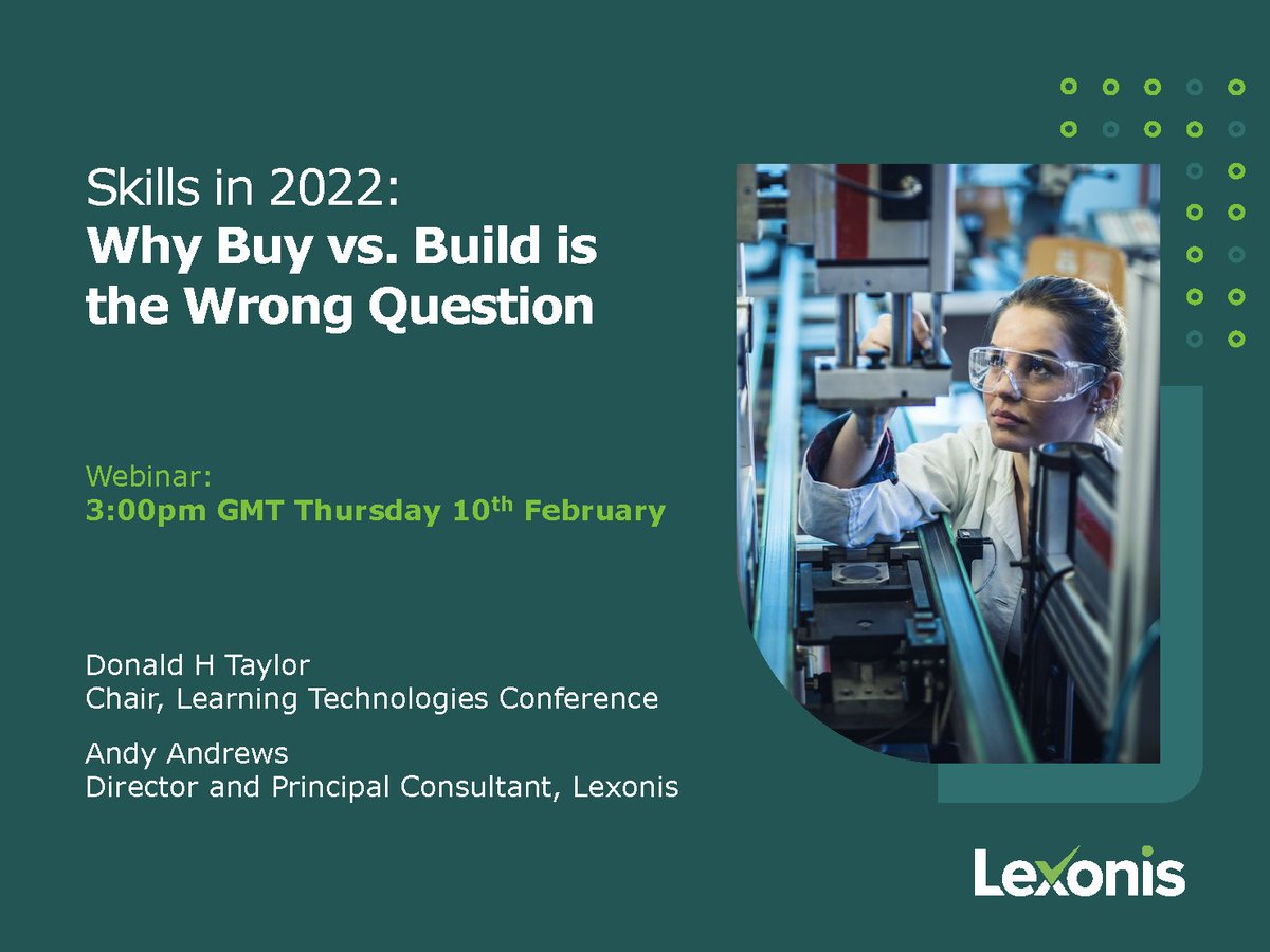 Lexonis's tweet photo. Join us in 15 minutes for our free webinar as @DonaldHTaylor and @AndyCAndrews  explore how organizations can deal with skills issues faster, more cost-effectively, and with greater impact. 

https://t.co/mKpTyWV3xe https://t.co/tIcBiKHKyW