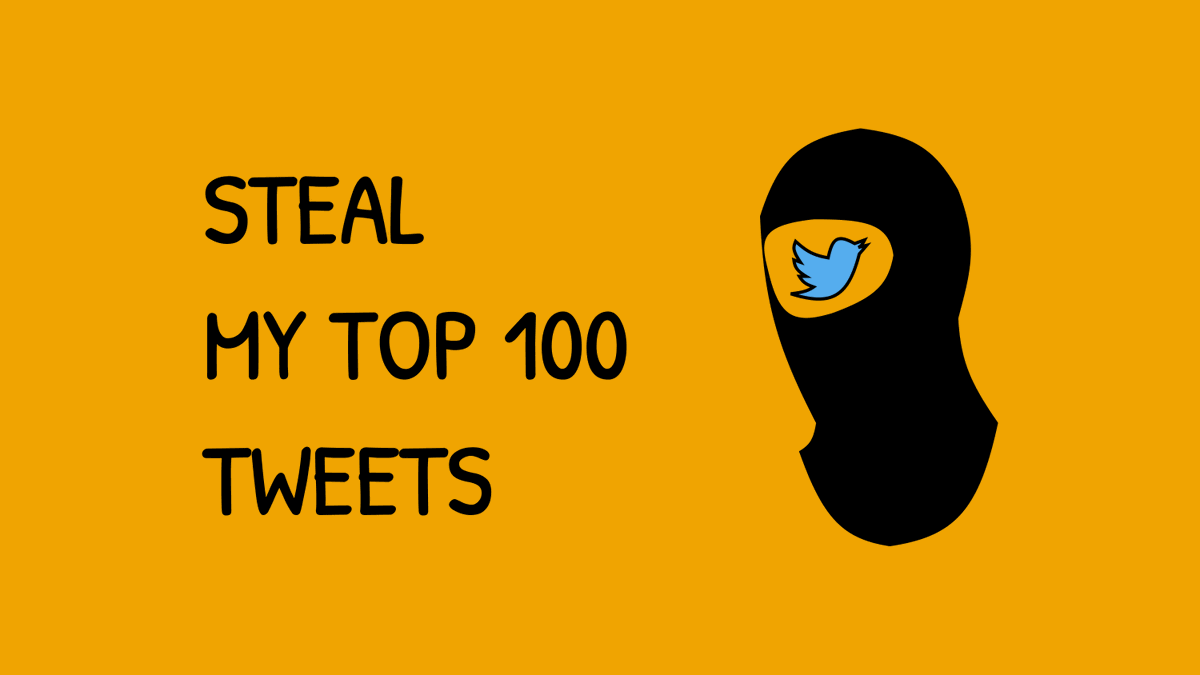 Let's play a game!

RT this tweet and I'll send you my top 100 tweets for free.

These are the tweets that took me to 21,000+ followers and now, as a good thief, I want to share them with you.

Take them. Steal them. Use them.

They're yours 🕵️‍♂️
