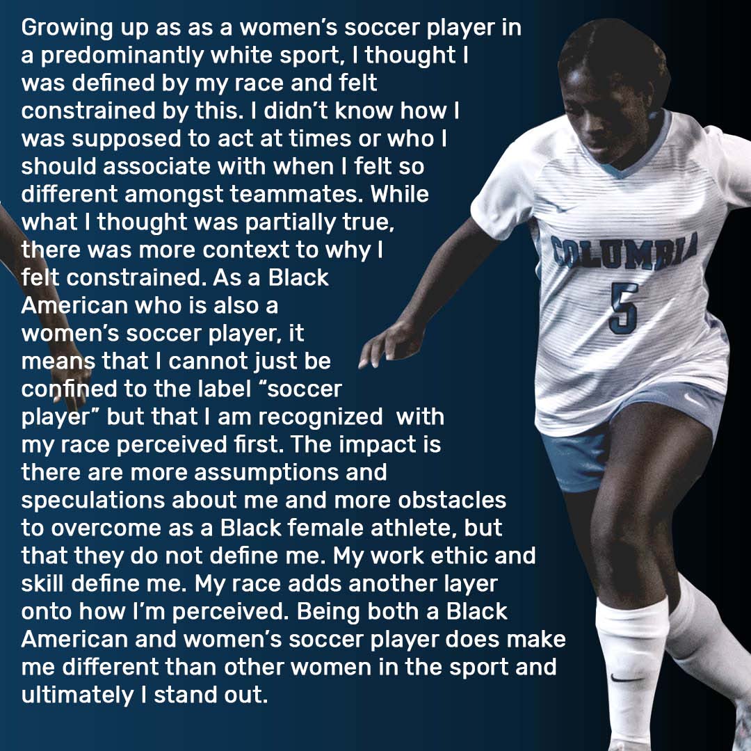 GoColumbiaLions's tweet photo. #CUBlackExcellence l Marcia Ojo 

A first year on @CULionsWSOC, Marcia talks about her admiration towards her mother, overcoming constraints growing up, and embracing what it means to be a Black female athlete 

#RoarLionRoar #BlackHistoryMonth #BHM https://t.co/i9sf2VsJO7