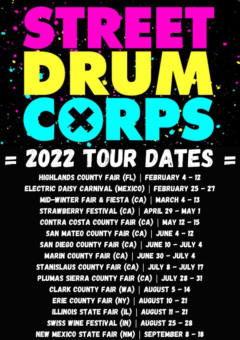 StreetDrumCorps's tweet photo. 👀 2022 Tour Dates! https://t.co/h9vSoaErvM