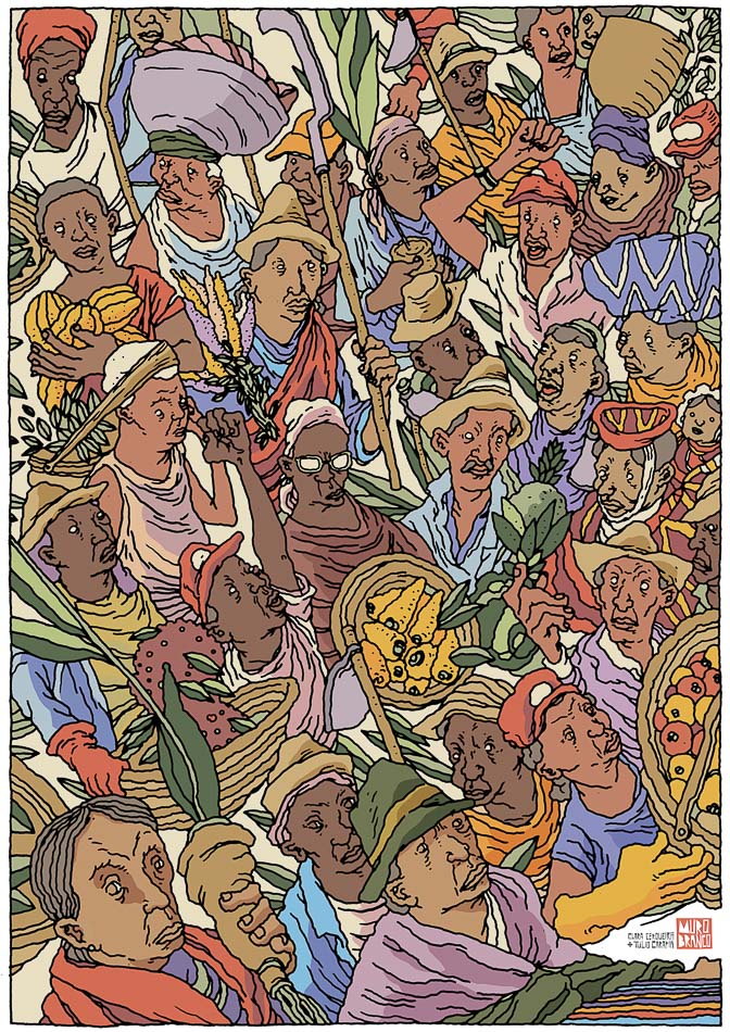 Yesterday, <a href="/tri_continental/">Tricontinental Institute for Social Research</a> launched a new dossier featuring work from artists across Latin America who participated in the "Anti-Imperialist Poster Exhibitions" (2020): thetricontinental.org/dossier-hector…

Cover art: Túlio Carapiá and Clara Cerqueira (Brazil), Fruits of the Earth, 2020