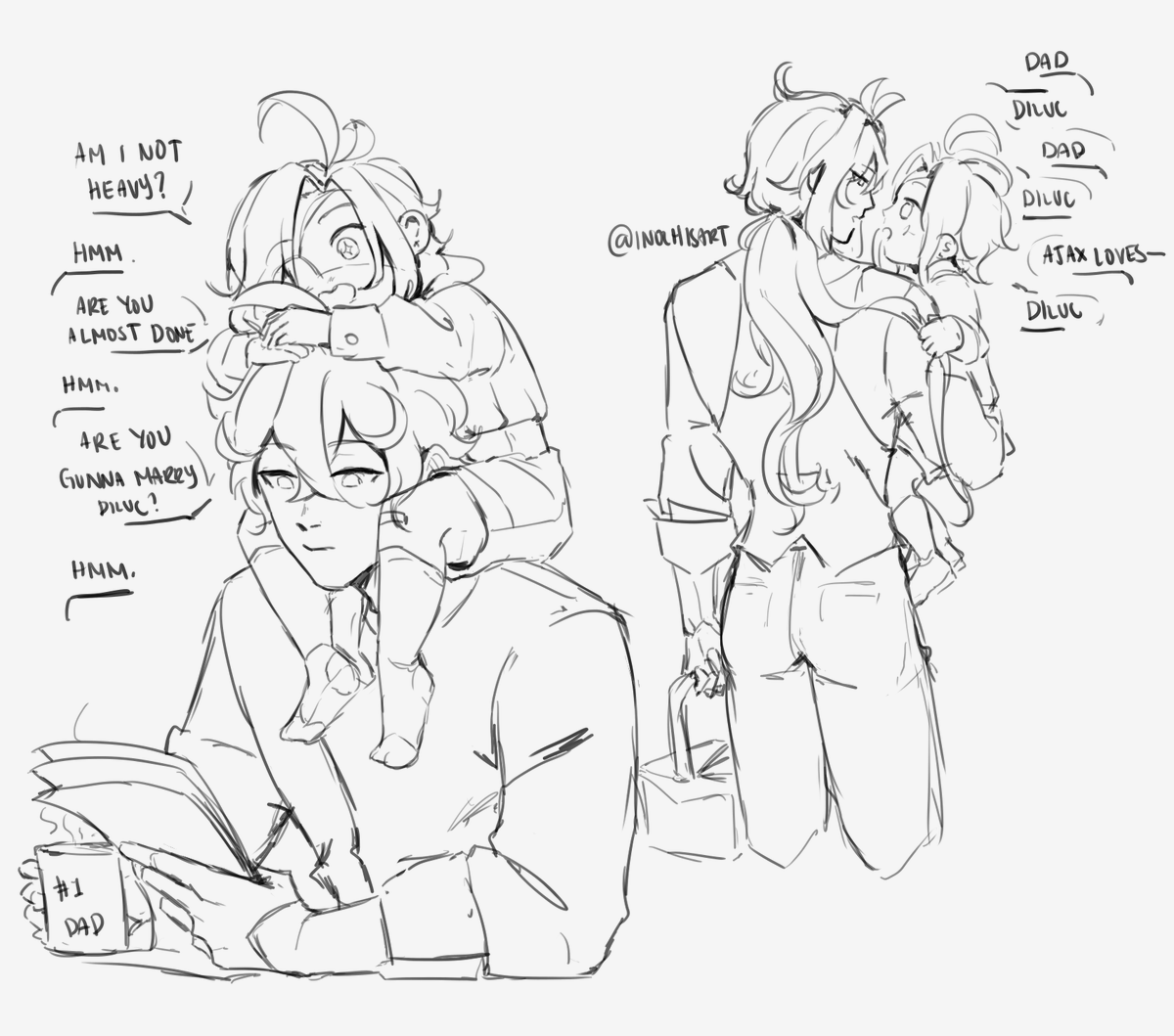 chiluc (forced) parents au // 

baby kaeya accompanying them in mundane activities 