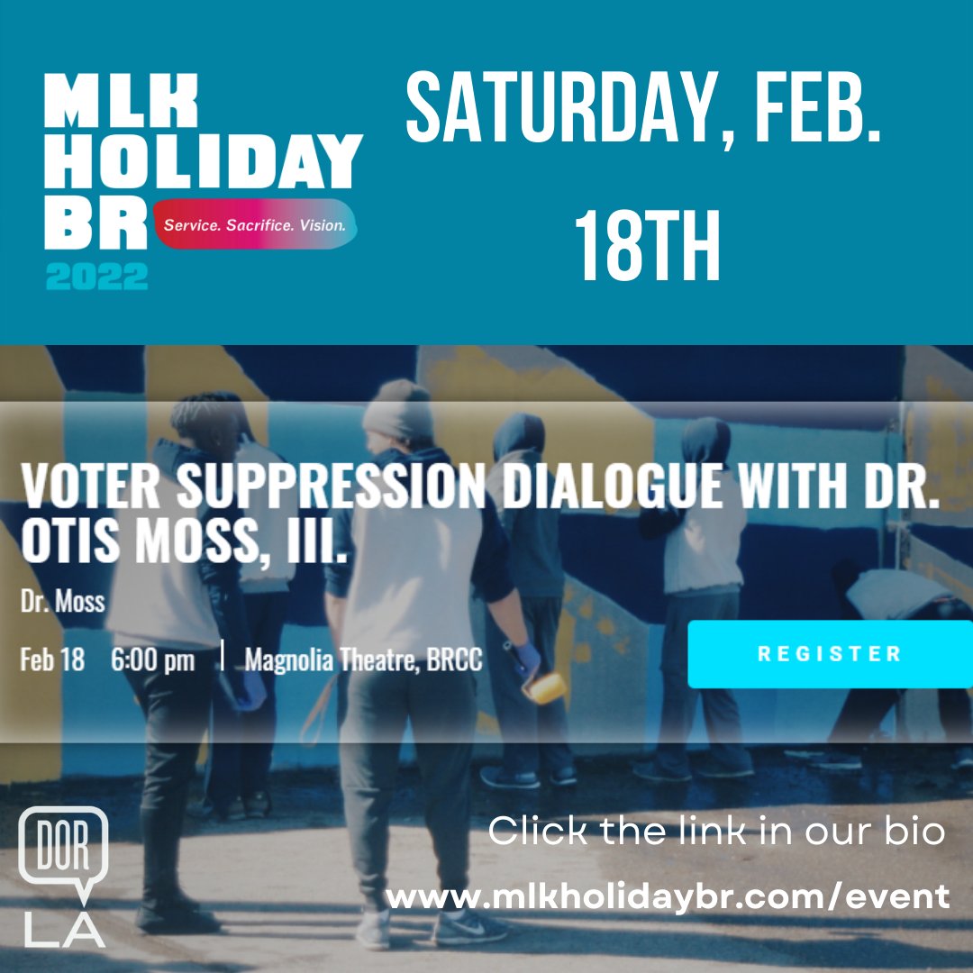Dialogue on Race invites you to share in the MLK events by registering for these free events that includes amazing speakers, service to the community, and contributing to important conversations. Here is the link to register:

mlkholidaybr.com/event
