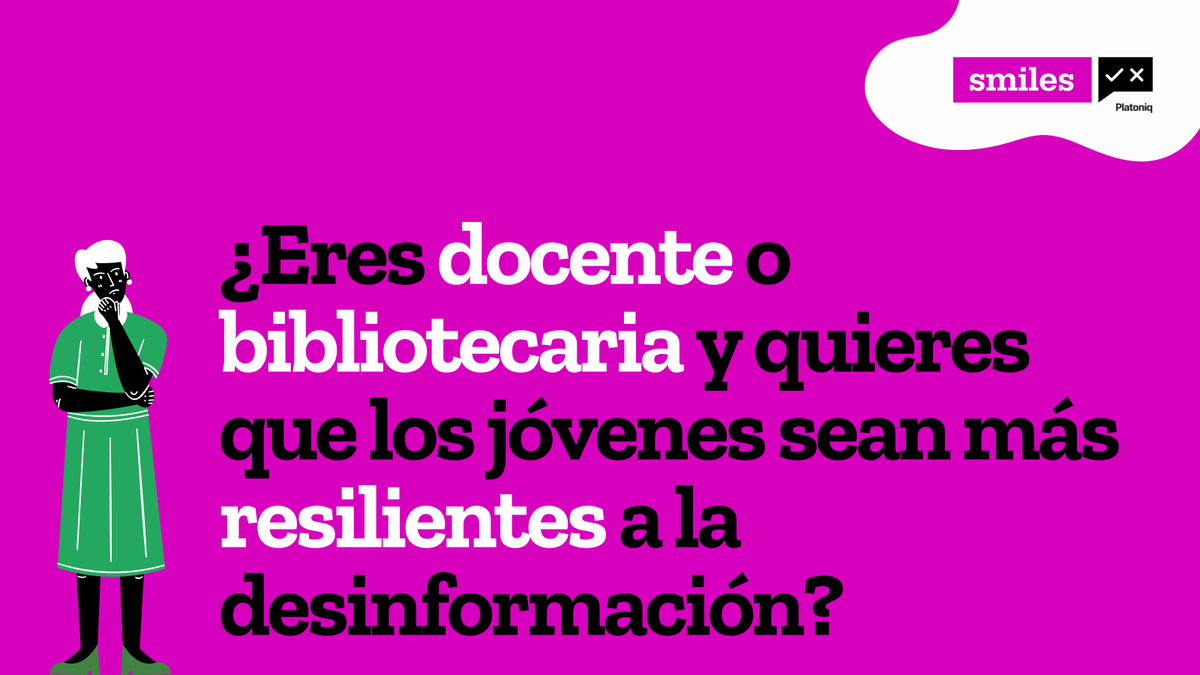 👉 ¿Eres docente o bibliotecaria?

👉 ¿Te preocupa la falta de capacidad crítica de la ciudadanía?

👉 ¿Quieres formarte para capacitar a las nuevas generaciones en la lucha contra la #desinformación?

Si tu respuesta es ¡SÍ!, sigue leyendo... smiles.platoniq.net/processes/trai…

🧵⬇️