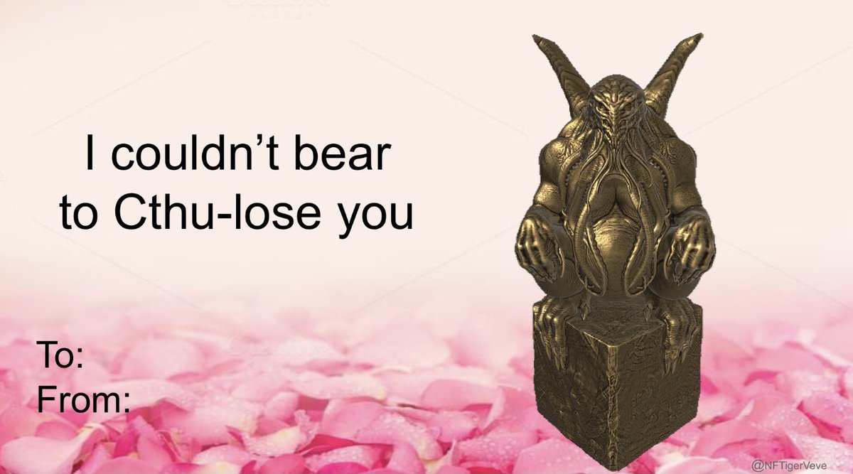 NFTigerVeve's tweet photo. Here are some more of these silly things. 💐🥰#vevevalentines #veve #NFTs #ValentinesDay #nftcollectors #omihomies #vevefam #Cthulhu #AdventureTime #ghosttrap https://t.co/MGOv23feO6