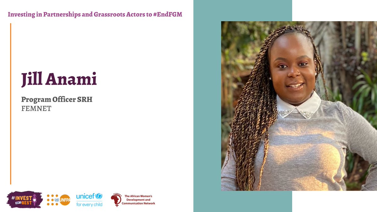 "Exploring Joint partnerships to end FGM in Africa by 2030, what’s the game plan? A robust policy environment, investing in regional and continental initiatives"

#InvestDontRest 
  
@GMCEndFGM
<a href="/equalitynow/">Equality Now</a>
<a href="/FemnetProg/">FEMNET</a>
<a href="/SonkeTogether/">Sonke Gender Justice</a>
<a href="/FORWARDUK/">FORWARD UK</a>
<a href="/GlobalSpotlight/">Spotlight Initiative</a>
<a href="/UNFPA/">UNFPA</a>
<a href="/GPtoEndFGM/">UNFPA-UNICEF JP to End Female Genital Mutilation</a>