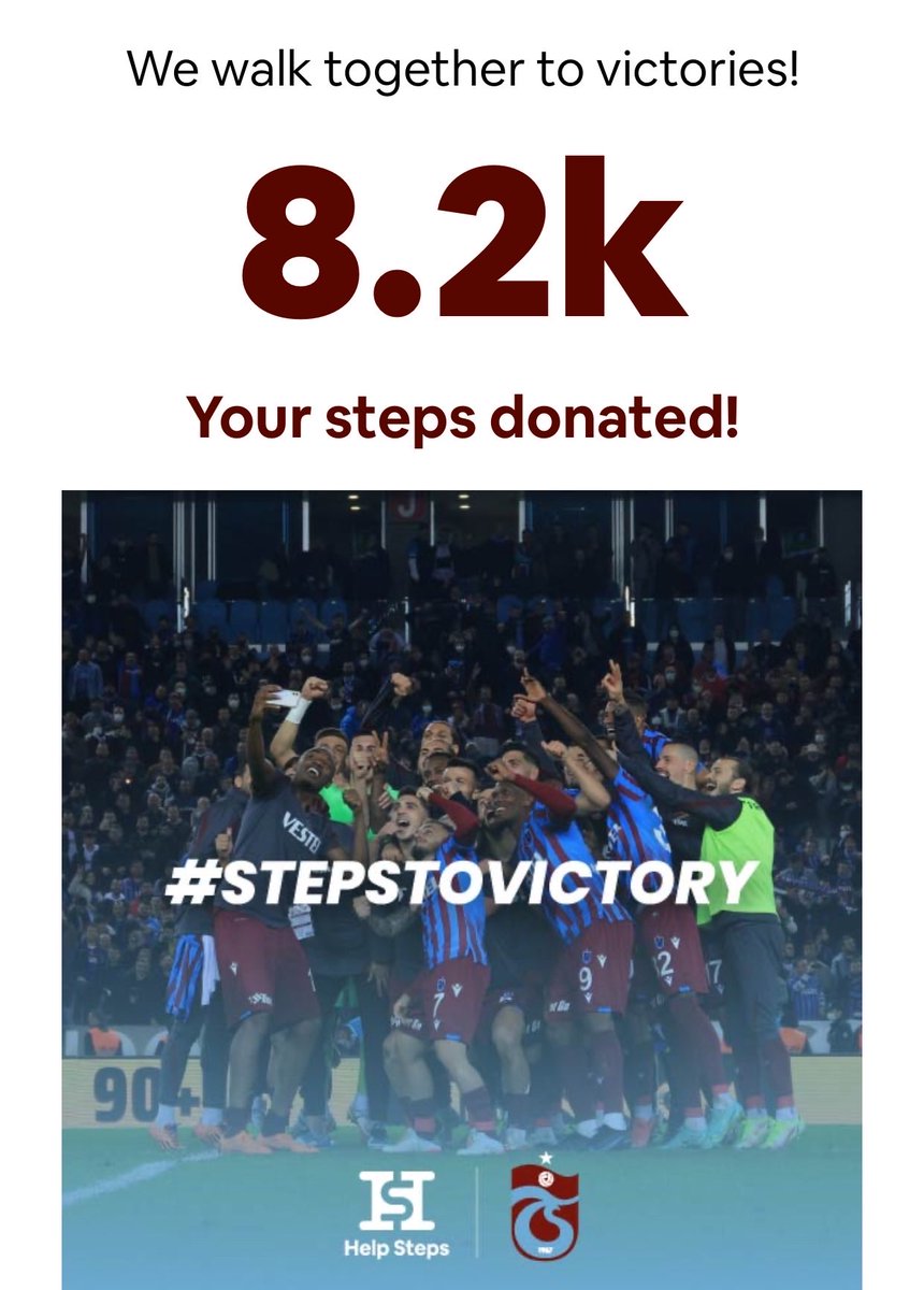hikos61's tweet photo. I'm in Trabzonspor's journey to victory! #StepsToVictory daha fazla yuruyoruzda neden limit var anlamadim https://t.co/RmiGE2NpxM