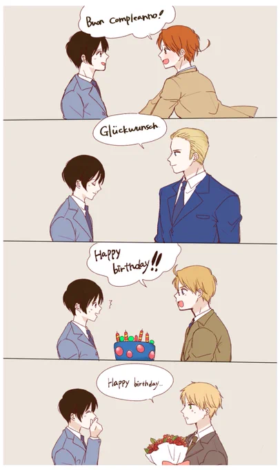 #本田菊生誕祭
#本田菊生誕祭2022

🇮🇹🇩🇪🇺🇸🇬🇧🇷🇺🇫🇷🇨🇳にそれぞれ「おめでとう」言ってもらいましたー! 