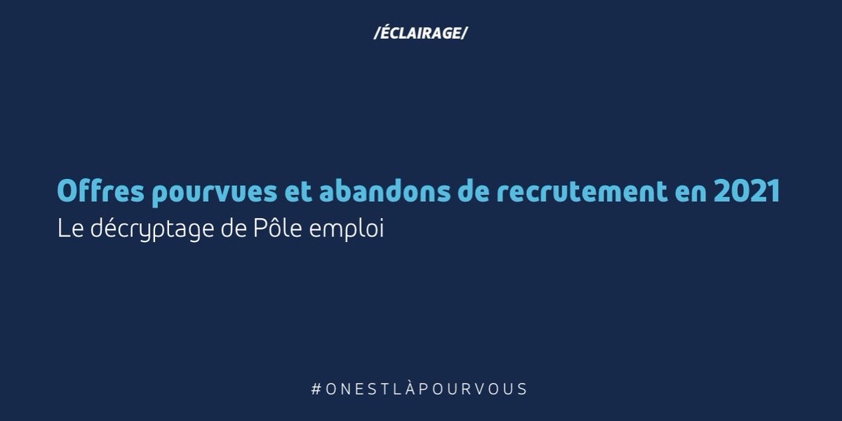 FranceTravail's tweet photo. La #reprise s'accompagne de tensions de recrutement pour les entreprises de certains secteurs.

Quelles sont les dynamiques à l'œuvre ? Quid de l’action de @pole_emploi ? Découvrez les résultats de notre étude sur les "offres pourvues &amp; abandons de #recrutement" ⤵️ https://t.co/6BLybosTsm