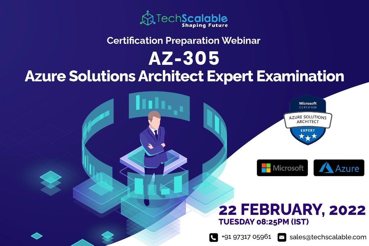 TechScalable's tweet image. The wait endsss……
AZ-305 Azure Solutions Architect Expert Examination Preparation wil be held on 22nd FEBRUARY , Tuesday 8:25pm (IST)
Enroll Now….!
Don’t miss your spot ✨
To know more visit techscalable.com