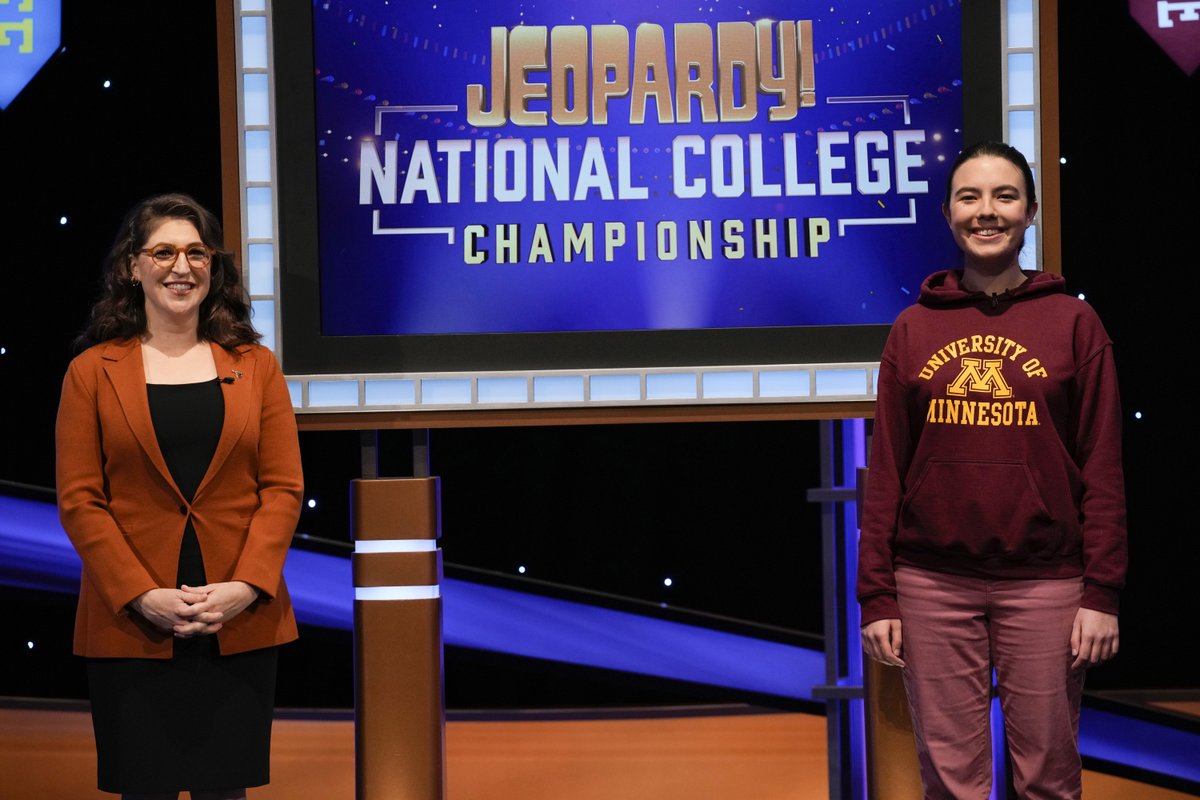 Congratulations to @UMNHistory @umncla sophomore Emmey Harris for advancing to the #JeopardyCollegeChampionship semifinals! We’re #UMNProud of you! @Jeopardy
