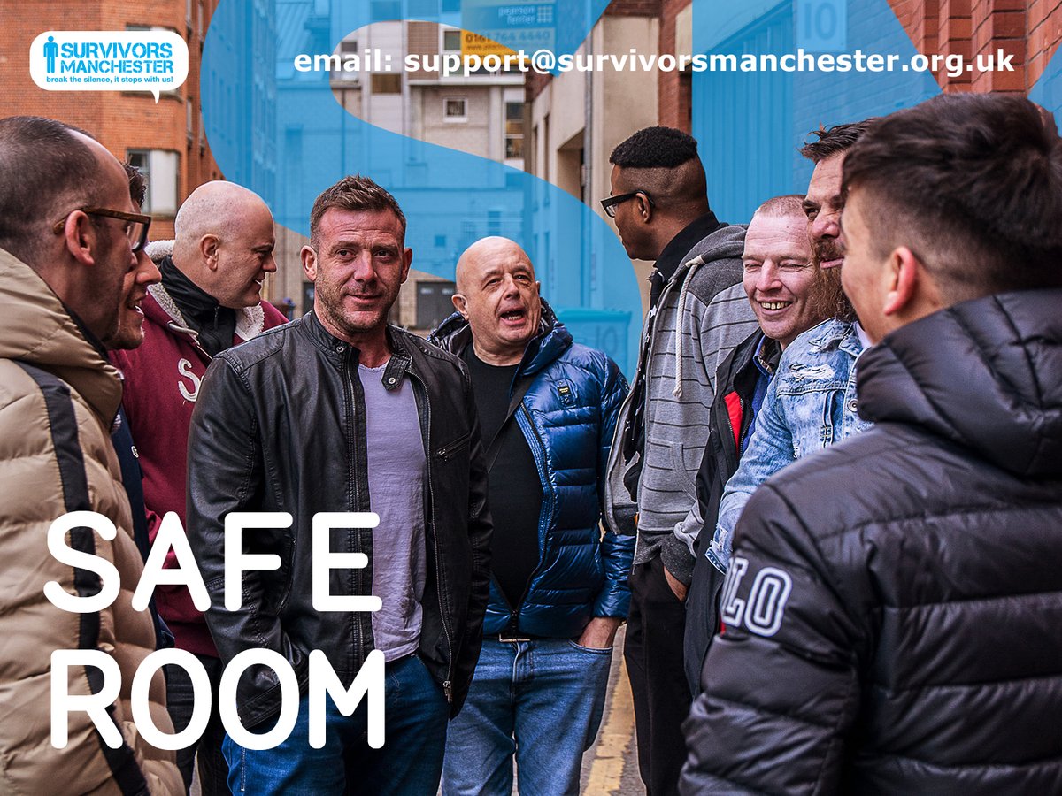 The Safe Room is a space where male survivors of childhood sexual abuse and rape can meet each other, seek support and talk. Email support@survivorsmanchester.org.uk to get involved. Today is Group A #Breakthesilence