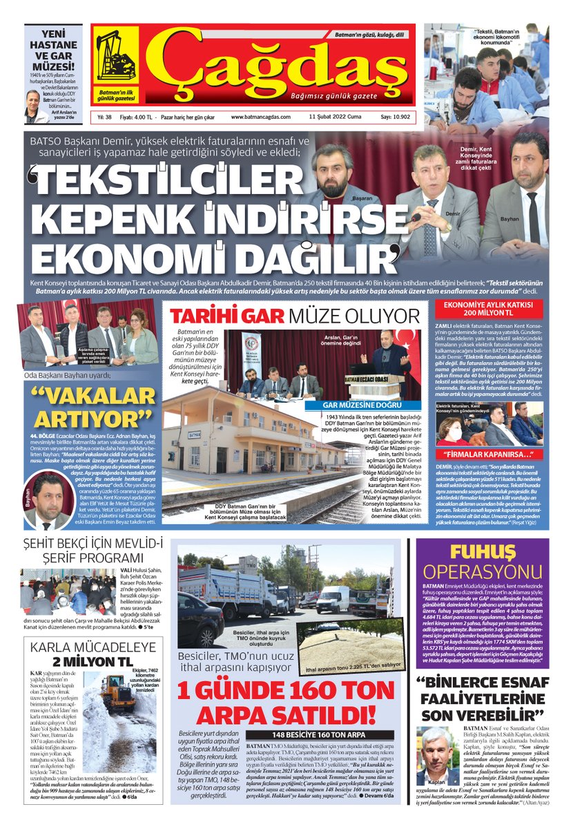 Batman Çağdaş Gazetesi
11 Şubat 2022 Cuma
batmancagdas.com