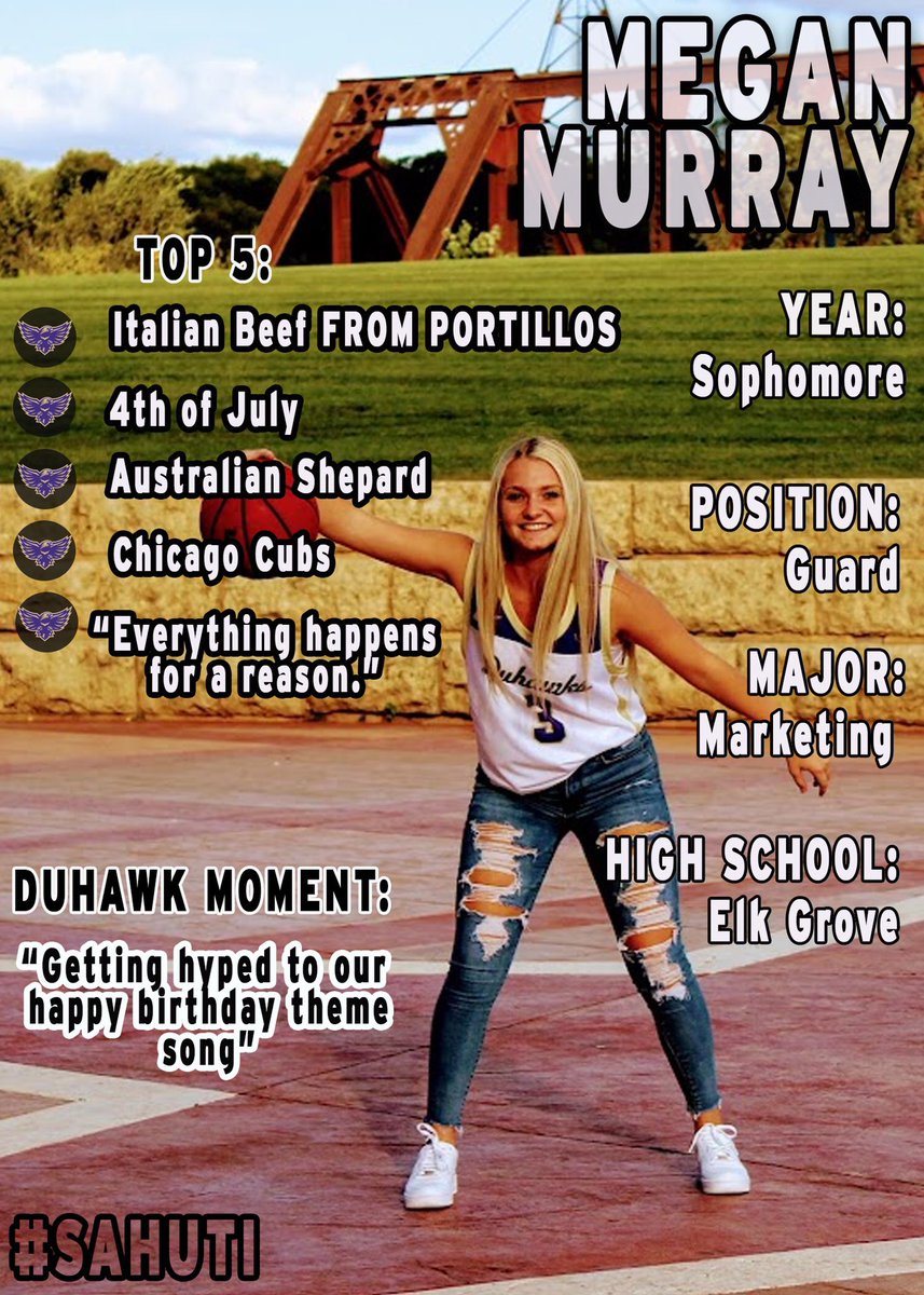 DuhawkWBB's tweet photo. 🚨MEET THE DUHAWKS🚨
Today for Meet the Duhawks is Sophomore @megmur2! #sahuti #goduhawks https://t.co/9OmGeZ8di5
