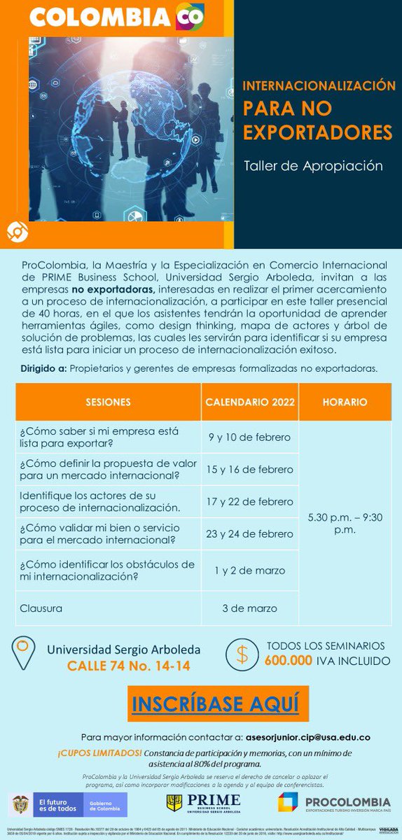 julyaragon85's tweet photo. En #Bogotá dimos inicio al entrenamiento presencial de @PROCOLOMBIACO en alianza con @USergioArboleda para los nuevos exportadores. Los invitamos a conocer los entrenamientos de sus ciudades y seguir aumentado su #FormaciónExportadora en https://t.co/REAk4zzEqU https://t.co/KT8GKiJKop