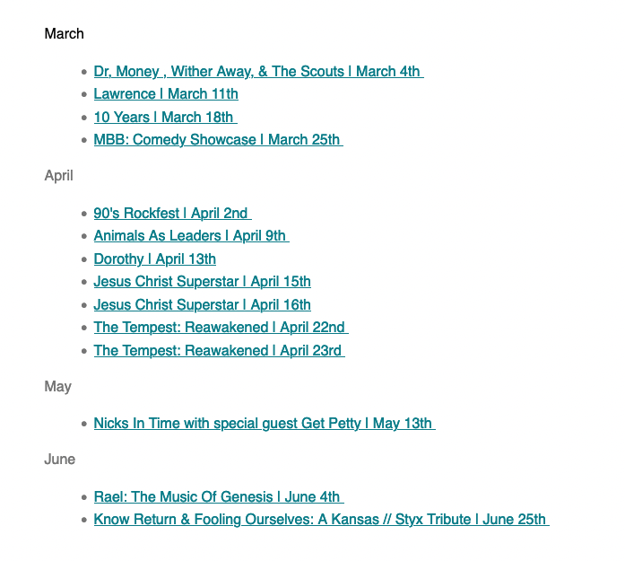 Upcoming shows at <a href="/MickeysBlackBox/">Mickey's Black Box</a>