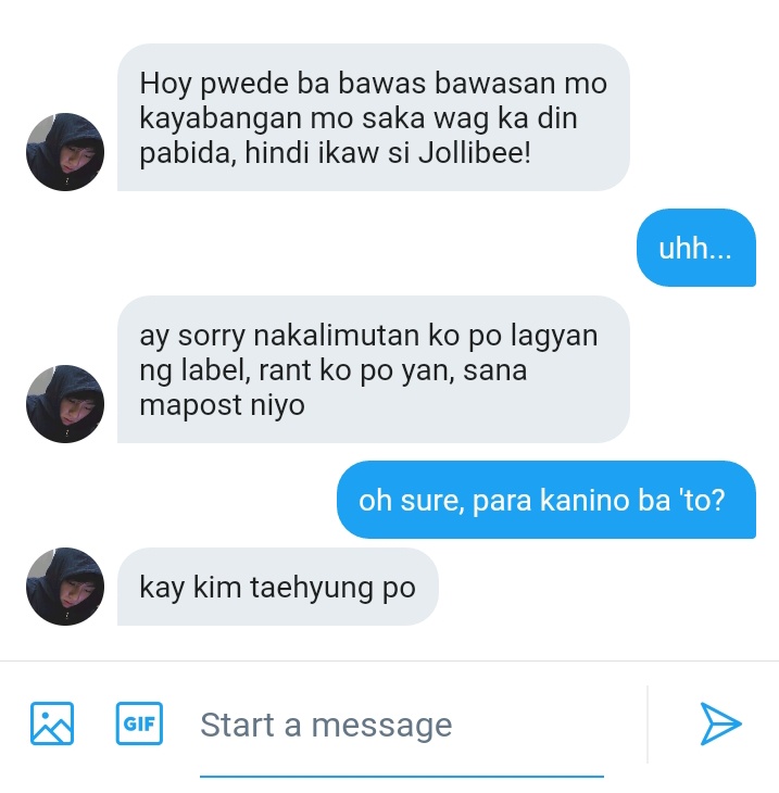 aigoobwi's tweet photo. filo #taekookau

where tae runs a rant account in their university and one day he received an unexpected dm https://t.co/ZuTB1QU7Eb