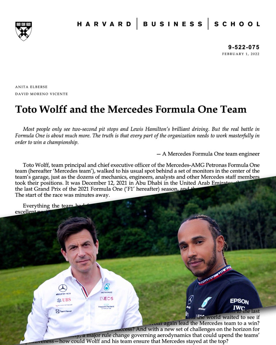 New case alert! 🚨 So excited to debut my case on Toto Wolff and @mercedesamgf1 in my @HarvardHBS MBA course next month! (I have 🔟 free copies of the case to give away — respond with the hashtag #pickme for a chance to win!🏆)