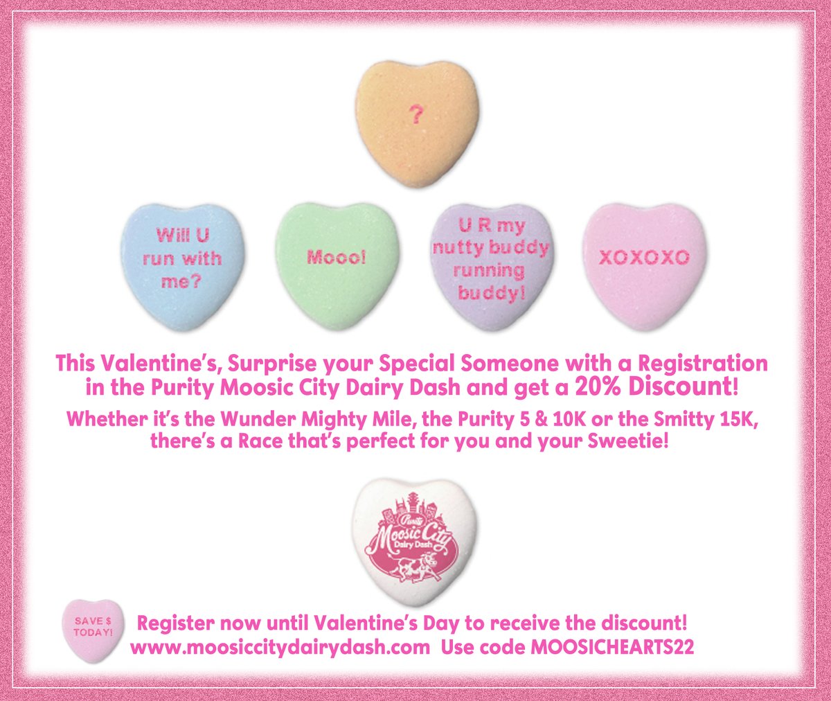 2022 Moosic City Dairy Dash. Use code MOOSICHEARTS22 @ checkout for a 20% Discount - bit.ly/3JmJMv5